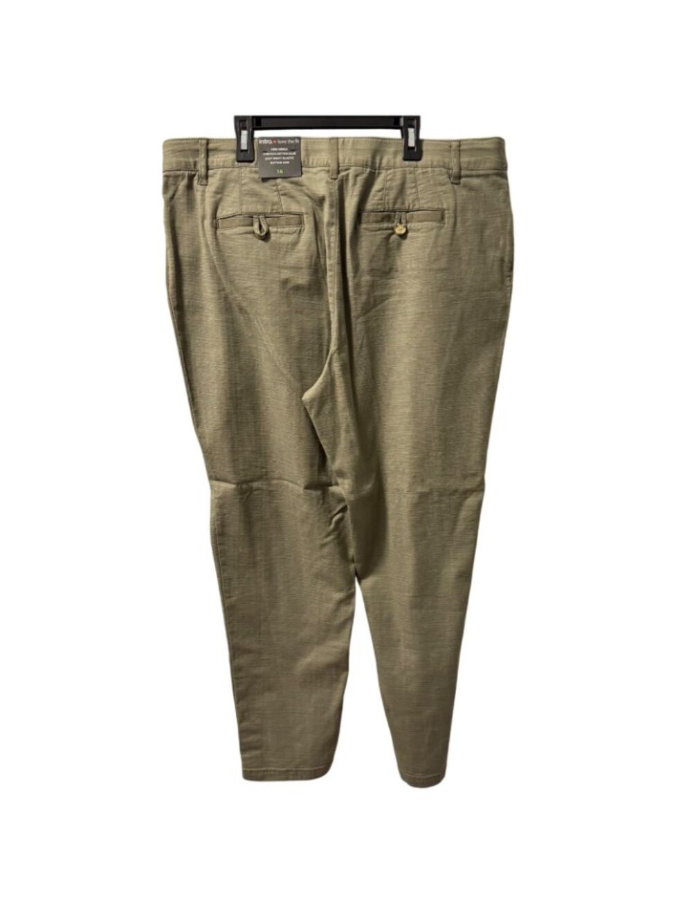 Intro. Kris Ankle Stretch Cotton Slub olive green Pants Size 16 women NWT - Picture 11 of 12